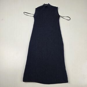Babaton Sweater Dress Womens XS Navy Merino Wool Ribbed Mock‎ Neck Sleeveless